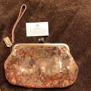 Coach wristlet sparkly tan purse